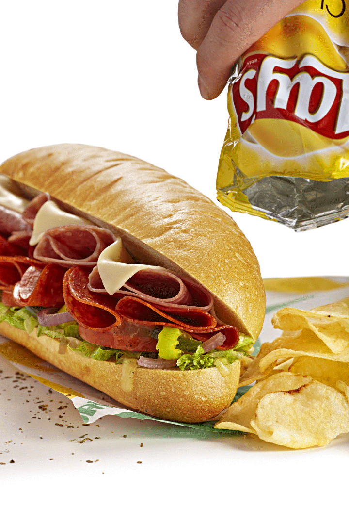 SubwaySpicyItalianSandwichHoagiePotatoChipsHandCinemagraph